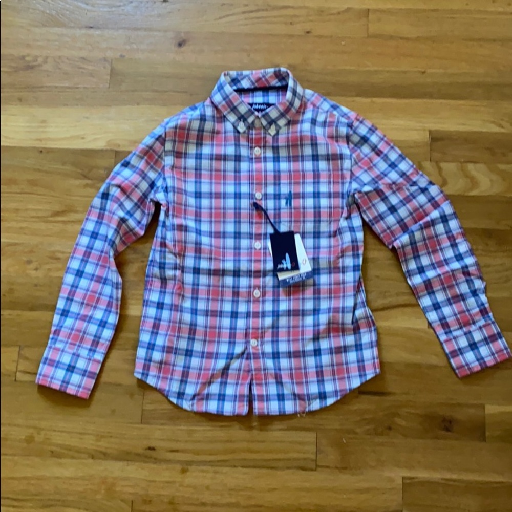 Johnnie-O long sleeve, size 8, plaid blouse.